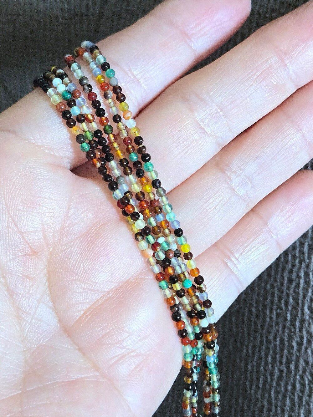 Triple3️⃣ Strand Glass🪟 Bead Necklace with Turquouise🩵 Pendant - Picture 6 of 16